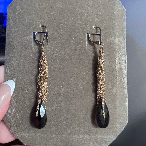 Nolan Miller Elegant Gold tone and Black Drop Earrings - Picture 1 of 3